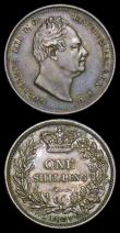London Coins : A158 : Lot 2518 : Shillings (2) 1837 ESC 1276 GVF toned, comes with an old collector's ticket stating 'Baldw...