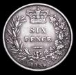 London Coins : A158 : Lot 2589 : Sixpence 1854 ESC 1700 Good Fine with a thin scratch on the obverse , Very Rare