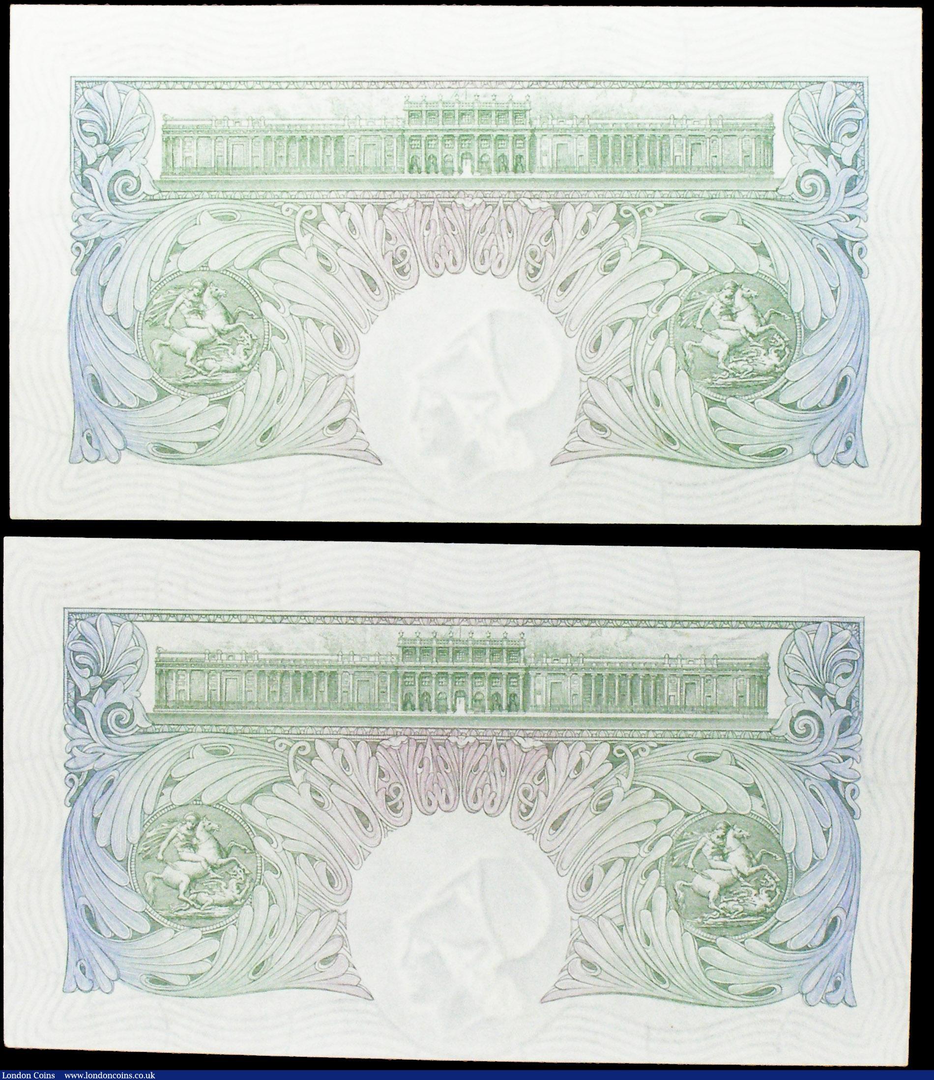 London Coins : A158 : Lot 28 : One Pound Mahon (2) B212 issued 1928, a consecutively numbered first series pair A25 436523 & A2...