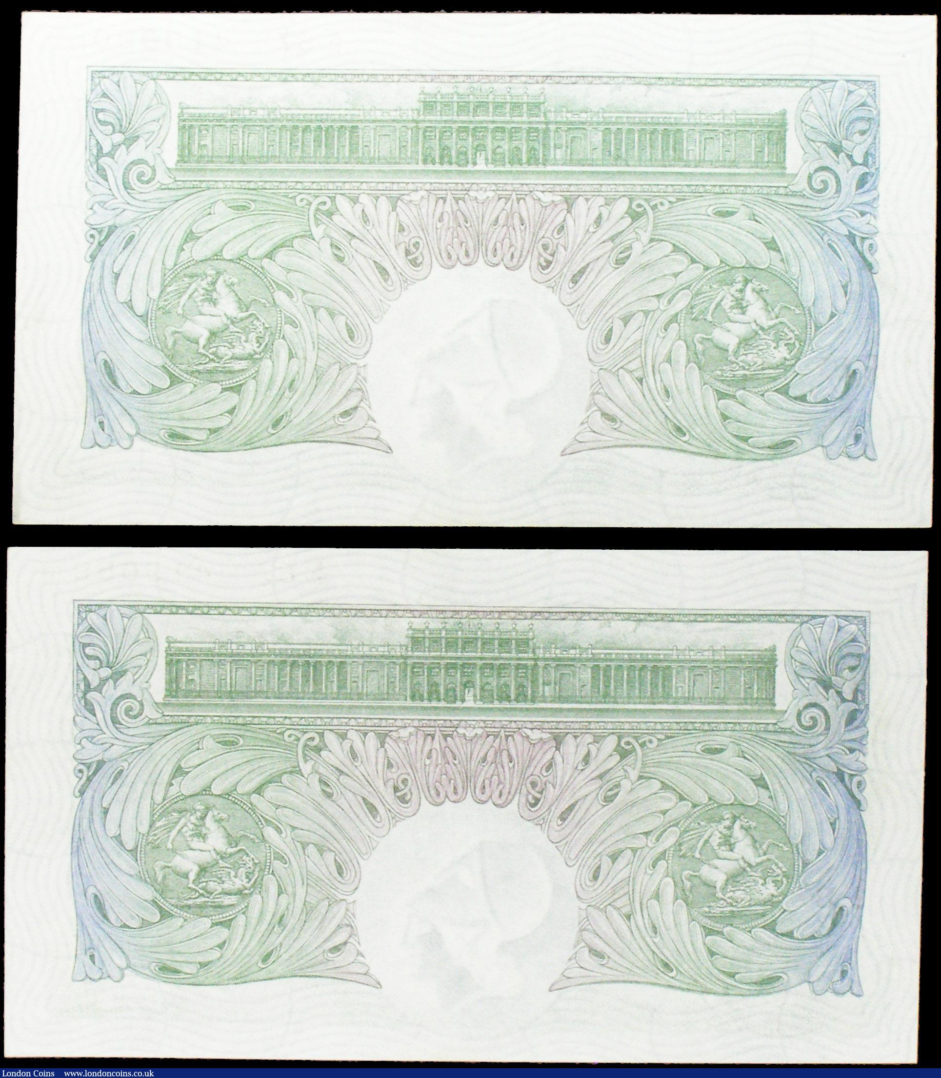 London Coins : A158 : Lot 30 : One Pound Mahon (2) B212 issued 1928, a consecutively numbered pair F87 415089 & F87 415090, ori...