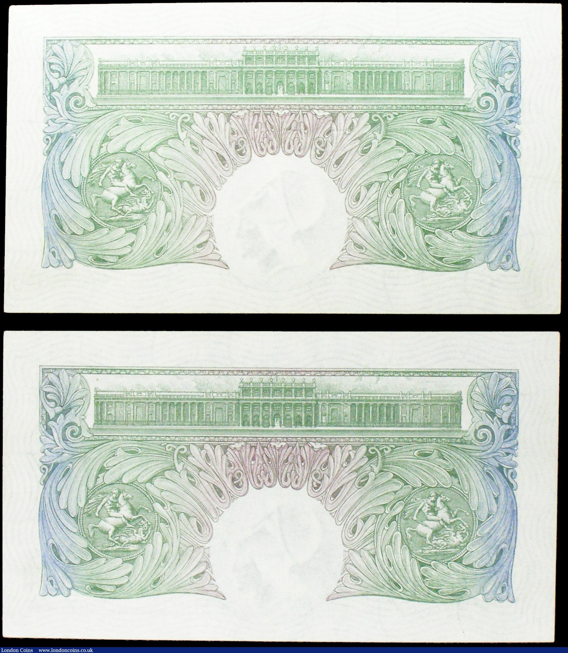 London Coins : A158 : Lot 31 : One Pound Mahon (2) B212 issued 1928, a consecutively numbered pair G93 014382 & G93 014383, lig...