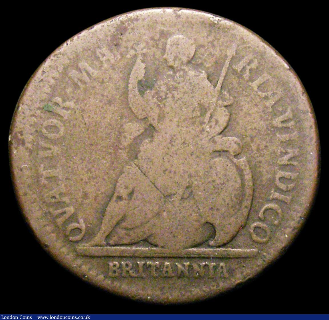 London Coins : A158 : Lot 3238 : Farthing 1665 Pattern in Copper, Bust with long hair, Straight grained edge, Peck 424 VG, Ex-C.Cooke...