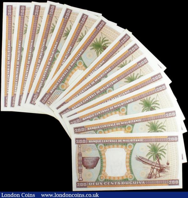 Mauritania 200 Ouguiya dated 1974 (14) all series D002 with some consecutive numbers, Pick5a, mostly UNC : World Banknotes : Auction 158 : Lot 396