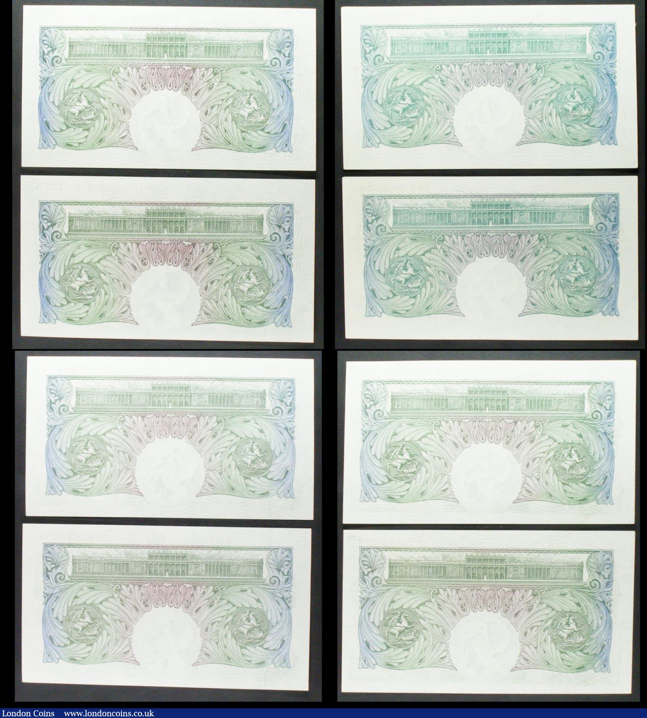 London Coins : A158 : Lot 42 : One Pound Peppiatt (8) B238 issued 1934, 4 consecutively numbered pairs, prefixes 87R, 79T, 02X &...