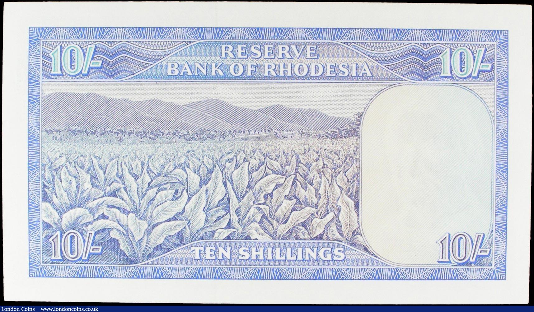 London Coins : A158 : Lot 453 : Rhodesia Reserve Bank 10 Shillings dated 1st June 1966 series L/11 404406, Pick27a, portrait QEII at...