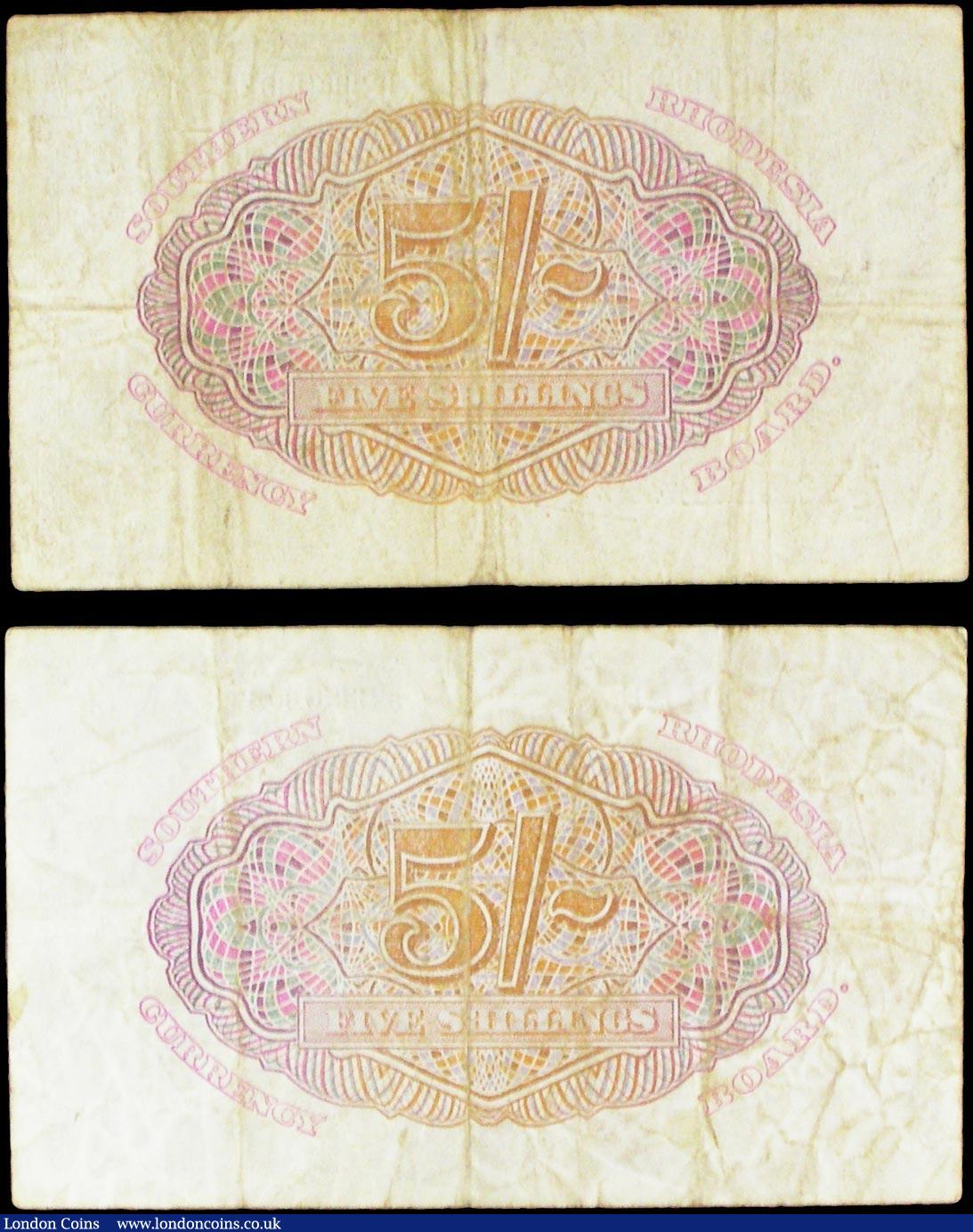 London Coins : A158 : Lot 488 : Southern Rhodesia (2) 5 Shillings dated 1st January 1948 series D/45 023119, 5 Shillings dated 1st O...