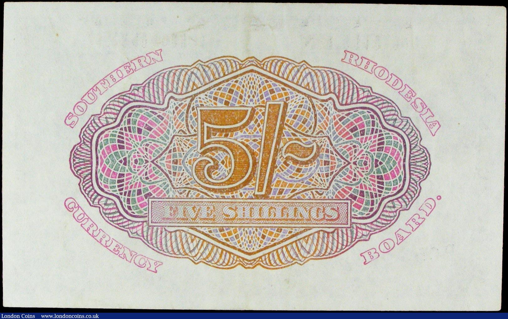 London Coins : A158 : Lot 490 : Southern Rhodesia 5 Shillings dated 1st January 1948 series D/45 053841, Pick8b, portrait KGVI at ri...