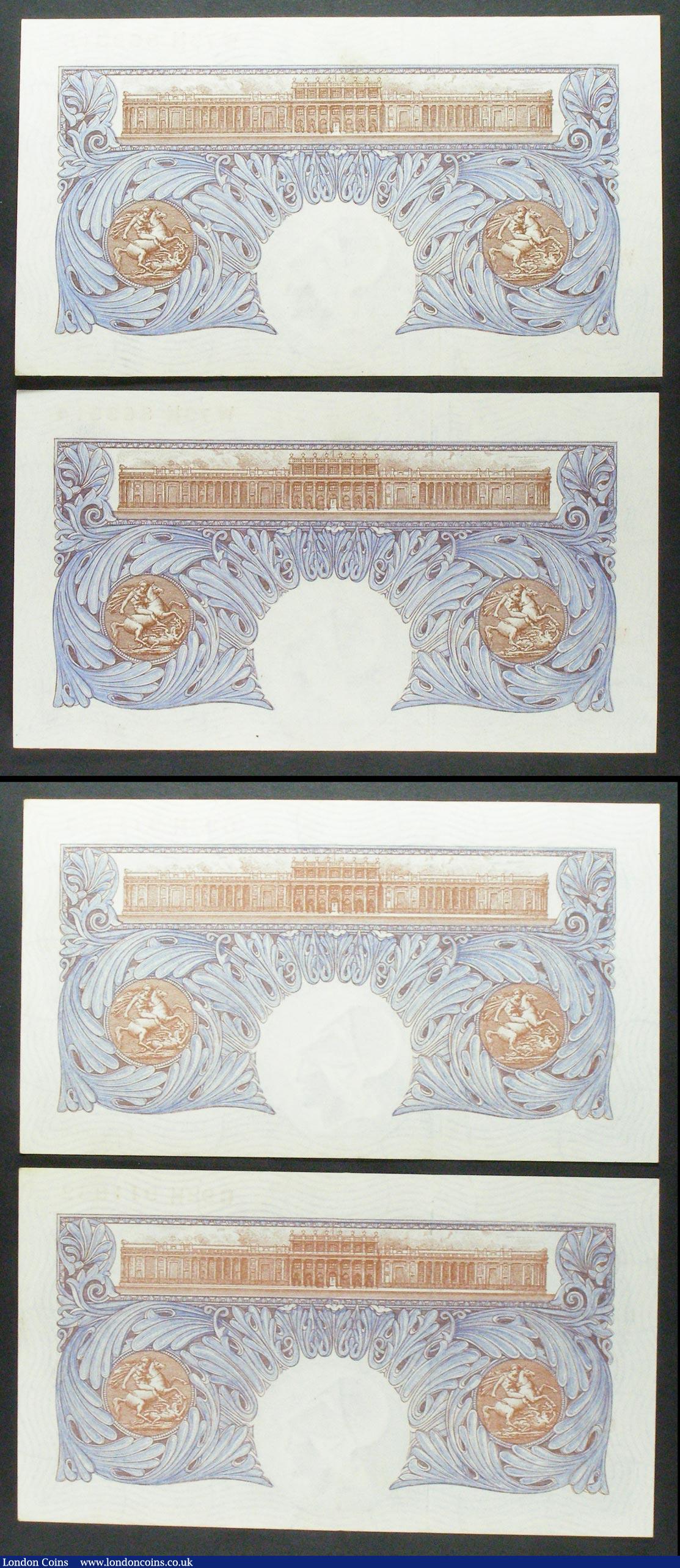 London Coins : A158 : Lot 51 : One Pound Peppiatt (4) B249 blue emergency issue 1940, 2 consecutively numbered pairs, series C92H 9...