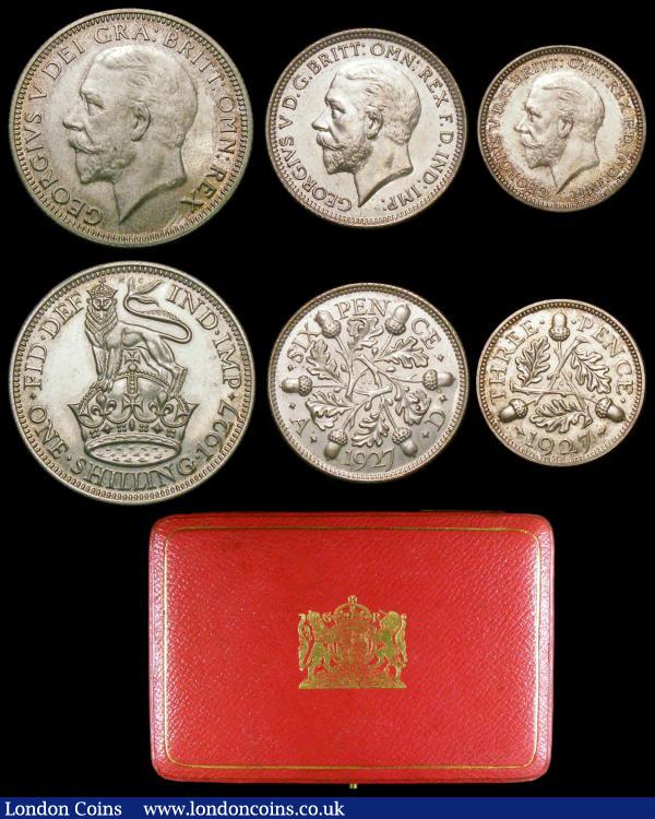 Proof Set 1927 (6 coins) Crown to Silver Threepence nFDC-FDC with a pleasant and matching grey with a hint of tone in the original hard red case of issue, a nice set : English Cased : Auction 158 : Lot 631