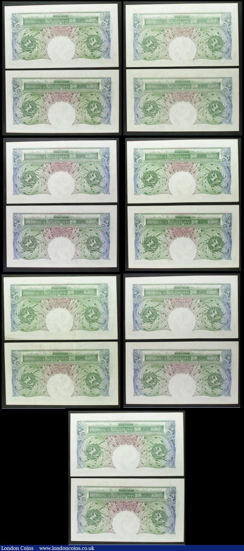London Coins : A158 : Lot 67 : One Pound Beale (14) B268 issued 1950, 7 consecutively numbered pairs prefixes A22C, B67C, C50C, J52...