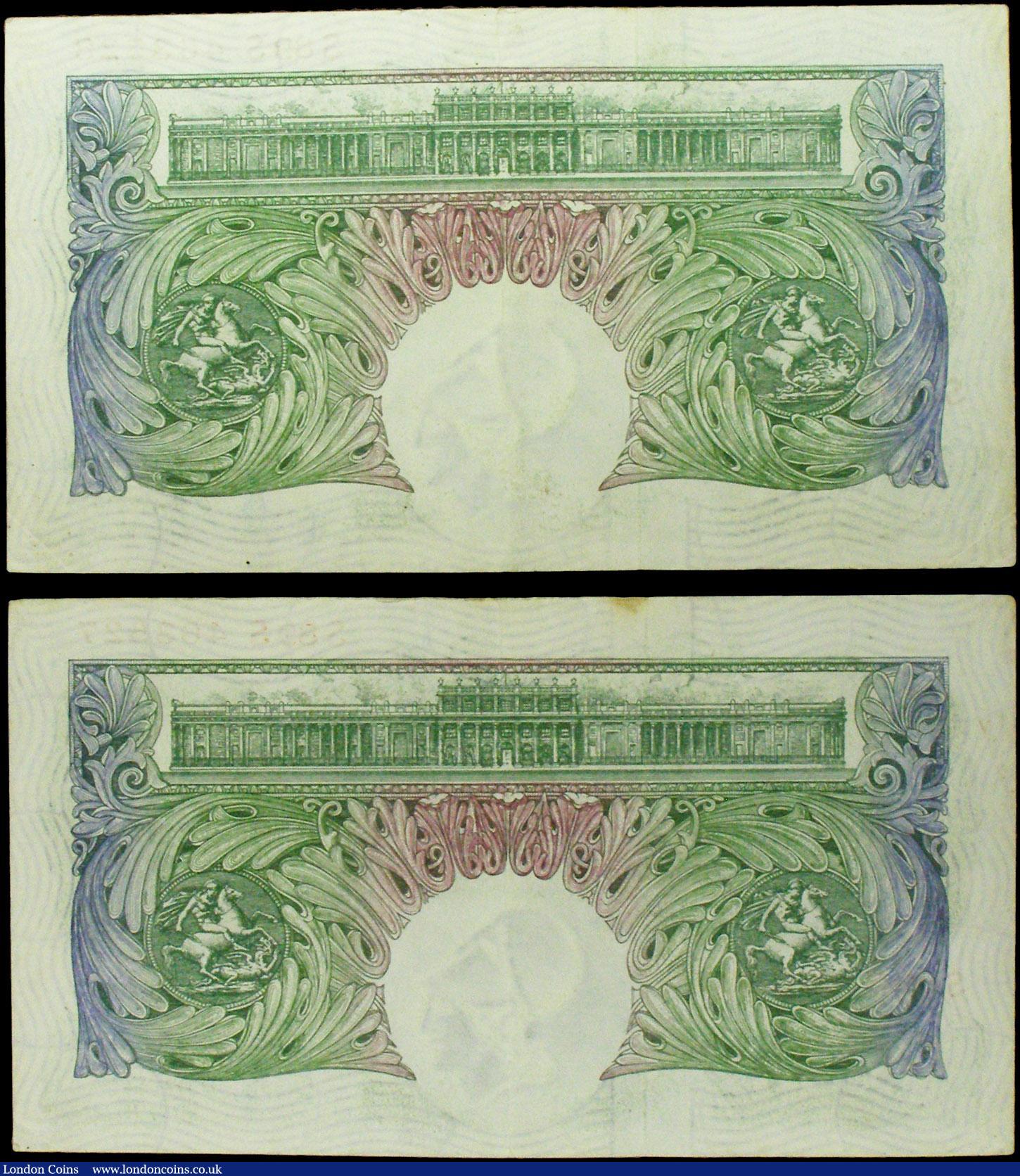 London Coins : A158 : Lot 78 : One Pound O'Brien (2) B274 issued 1955, consecutively numbered pair of Replacement notes, serie...