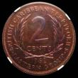 London Coins : A158 : Lot 1094 : East Caribbean States - British Caribbean Territories 2 Cents 1962 VIP Proof/Proof of record, KM#3 i...