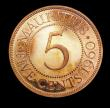 London Coins : A158 : Lot 1228 : Mauritius 5 Cents 1960 VIP Proof/Proof of record KM#34 nFDC lightly toning, retaining almost full or...