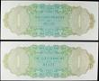 London Coins : A158 : Lot 158 : Belize (2) 1 Dollar dated 1st June 1975, a consecutively numbered pair series A/1 567825 & A/1 5...