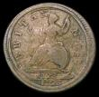 London Coins : A158 : Lot 803 : Mint Error - Mis-Strike Halfpenny 1723 the reverse double struck in parts showing two exergues and d...