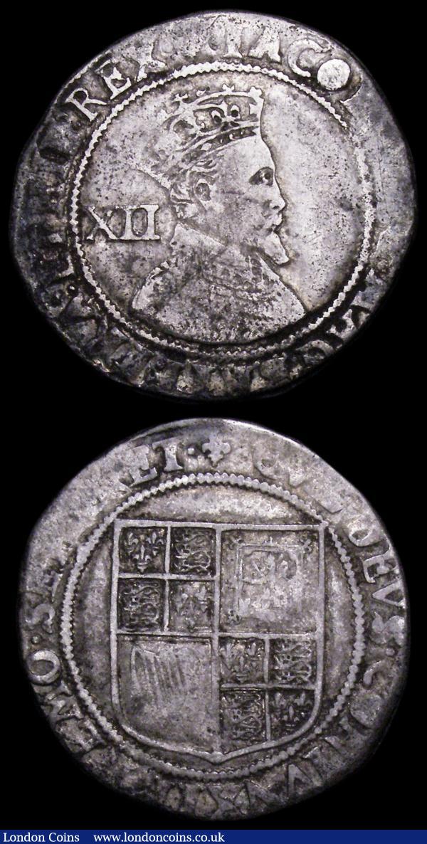 Shillings (3)  Elizabeth I Second Issue S.2555 mintmark Cross Crosslet About Fine, Sixth Issue S.2577 mintmark Woolpack, Near Fine, James I Second Coinage S.2654 mintmark Lis Fine : Hammered Coins : Auction 159 : Lot 658
