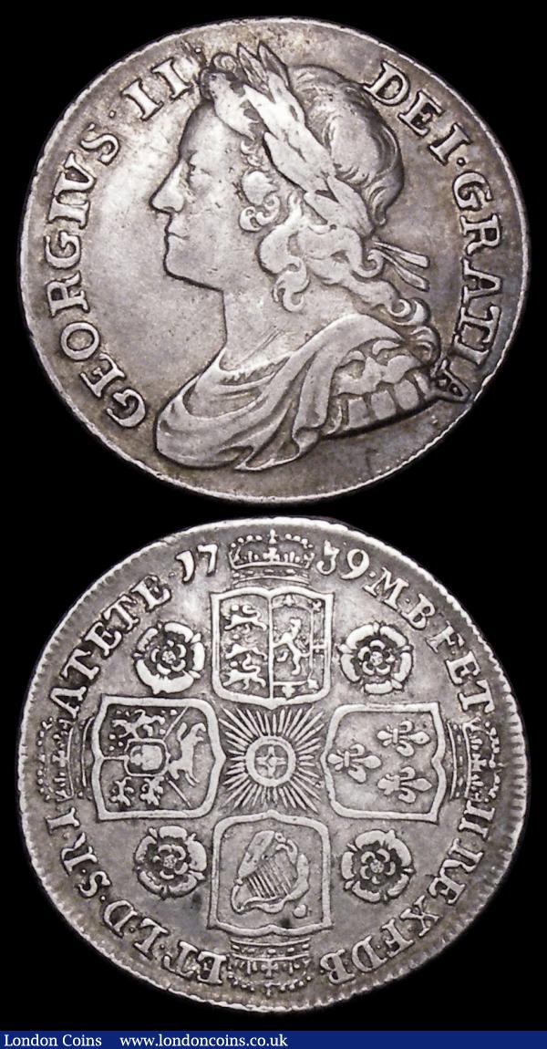 Shillings (2) 1739 Roses ESC 1201 Fine or slightly better, 1741 ESC 1202 Good Fine with pleasing tone : English Coins : Auction 159 : Lot 1061