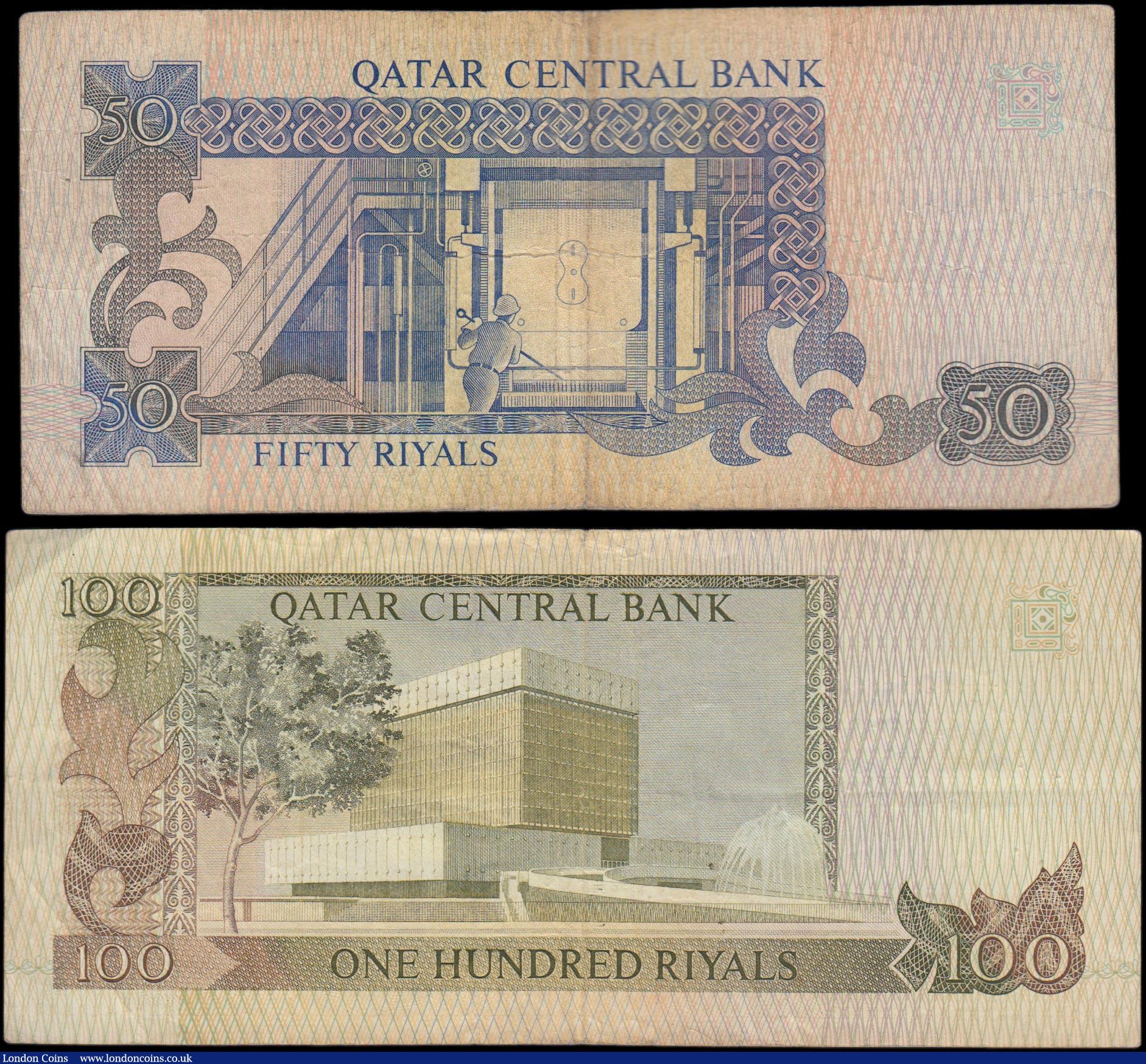 London Coins : A159 : Lot 1835 : Qatar Central Bank (2) 100 Riyals & 50 Riyals issued 1996, third series issue, (Pick17 & Pic...