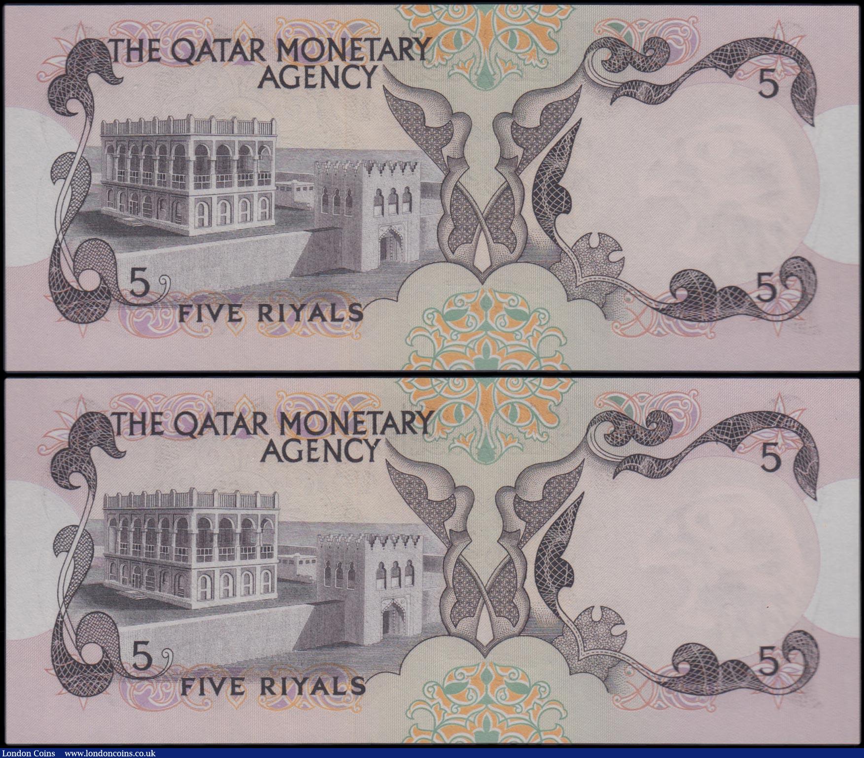 London Coins : A159 : Lot 1839 : Qatar Monetary Agency 5 Riyals (2) first issue 1973, a pair of consecutively numbered notes series A...