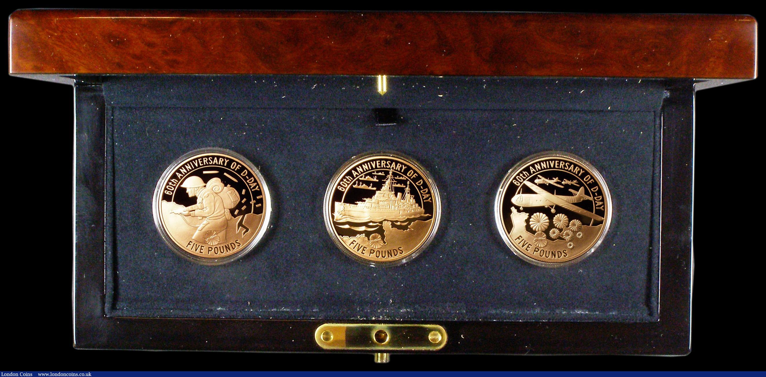 London Coins : A159 : Lot 253 : Channel Islands 'The 60th Anniversary of D-Day' 2004 Five Pound Crowns in gold a 3-coin se...