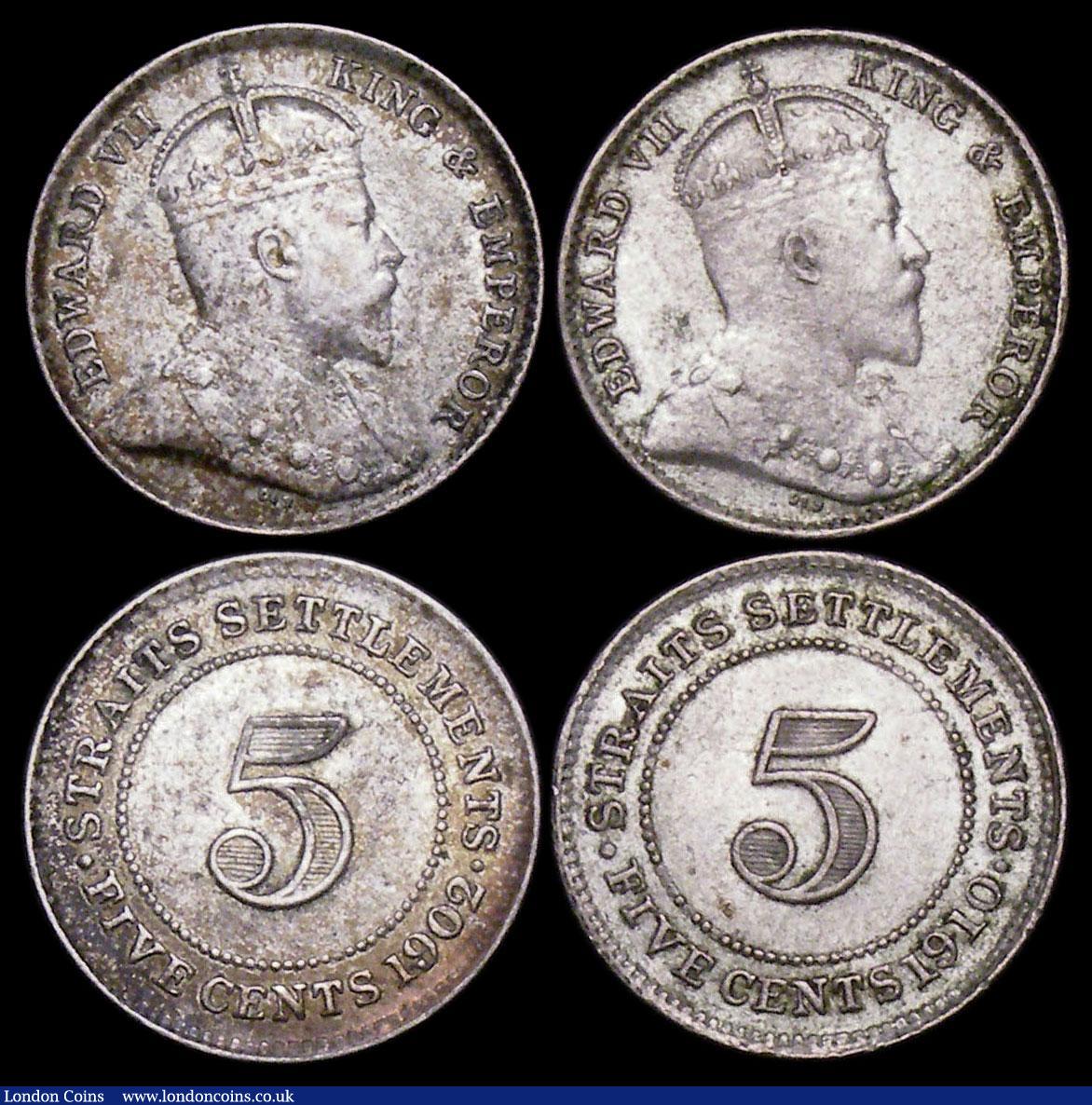 London Coins : A159 : Lot 3416 : Straits Settlements (3) 50 Cents 1908 KM#24 VF/NEF, 5 Cents (2) 1902 KM#20 VF/GVF toned, 1910B KM#20...