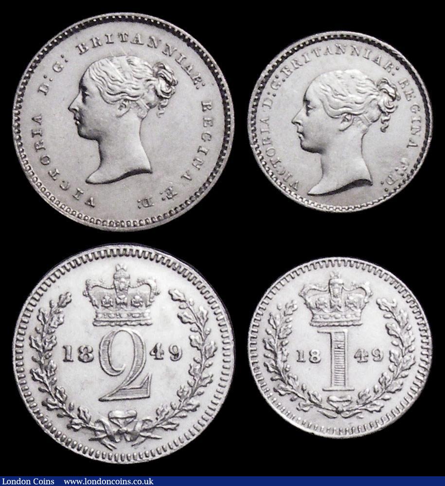 London Coins : A159 : Lot 905 : Maundy Set 1849 ESC 2459 the Threepence with 9 over lower 9, Bright EF with some hairlines