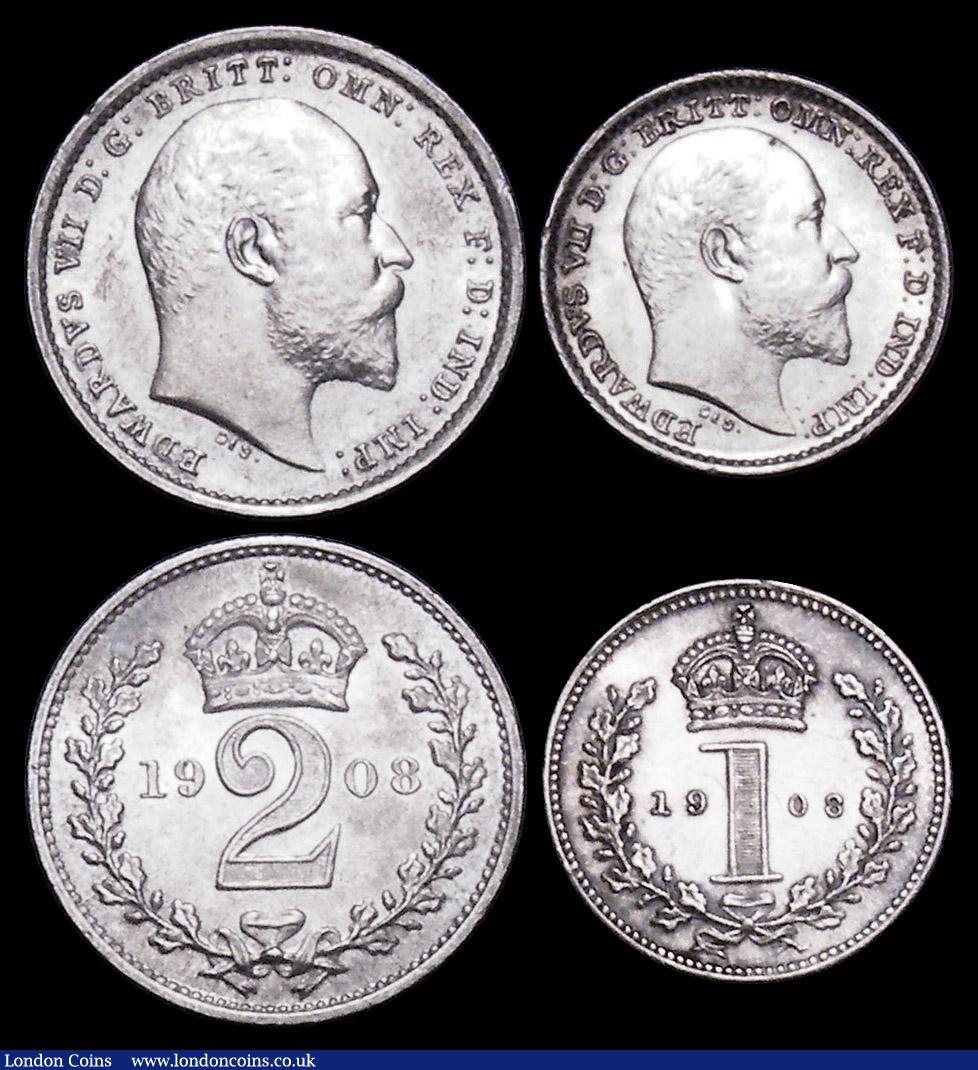 London Coins : A159 : Lot 914 : Maundy Set 1908 ESC 2524 EF to A/UNC the Fourpence and Threepence with some hairlines