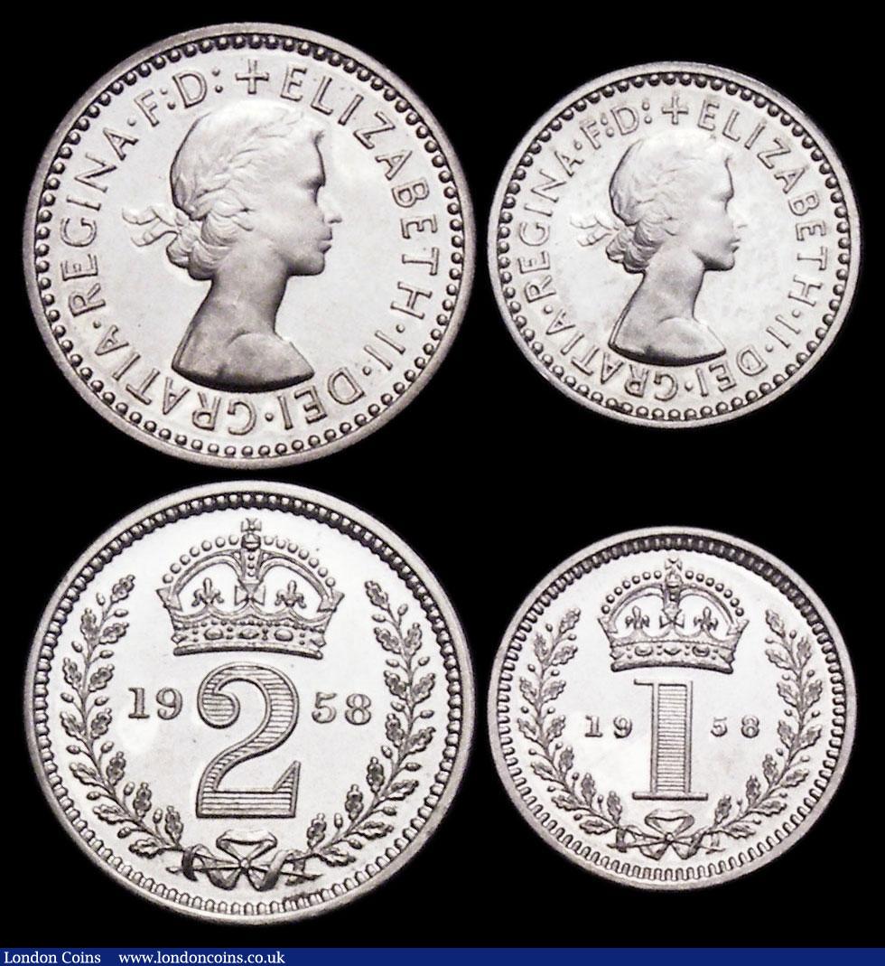 London Coins : A159 : Lot 927 : Maundy Set 1958 ESC 2575 UNC and lustrous with some small tone spots visible under magnification