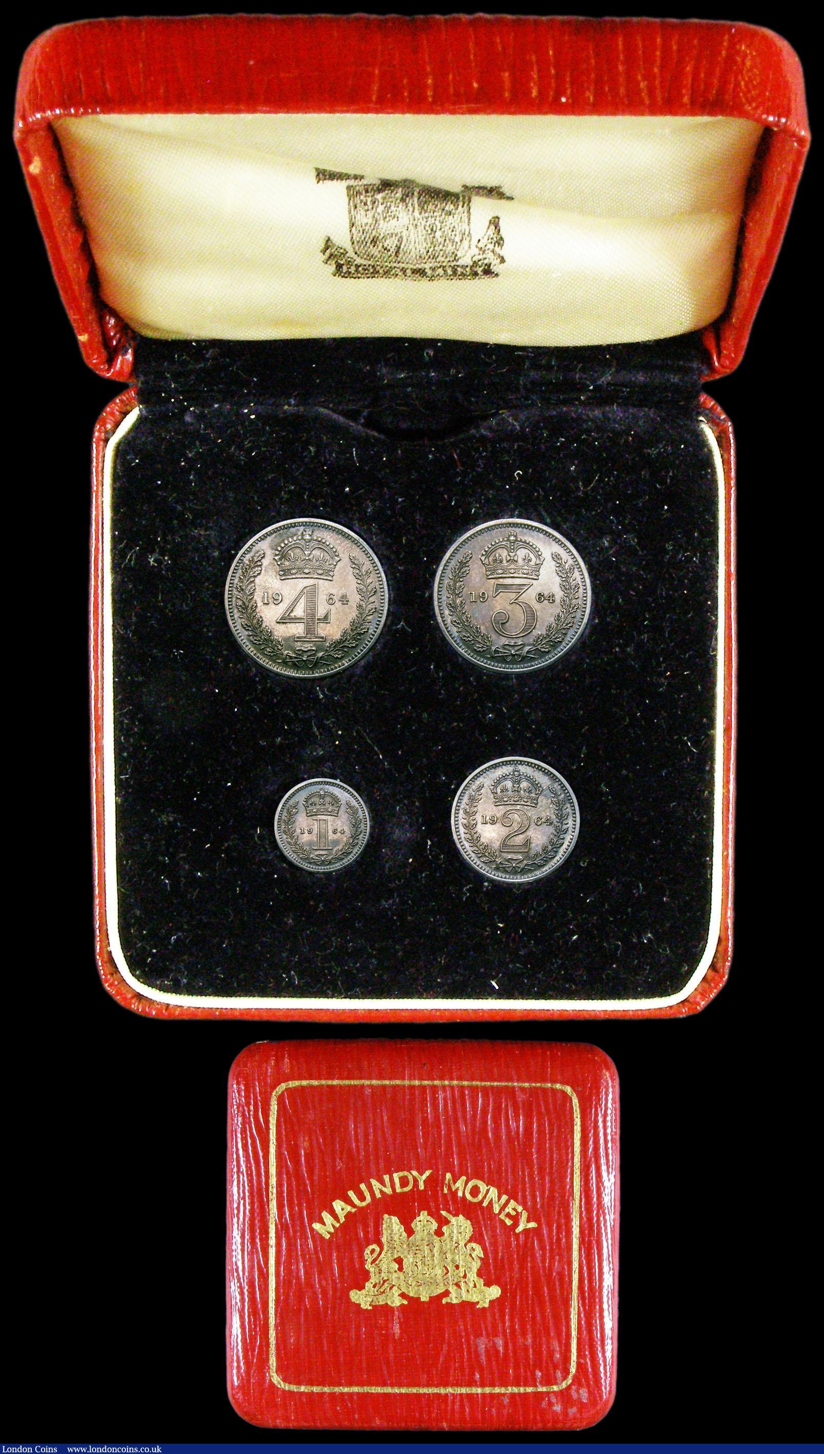 London Coins : A159 : Lot 934 : Maundy Set 1964 ESC 2581 UNC with matching grey tone, in a red square Maundy Money case