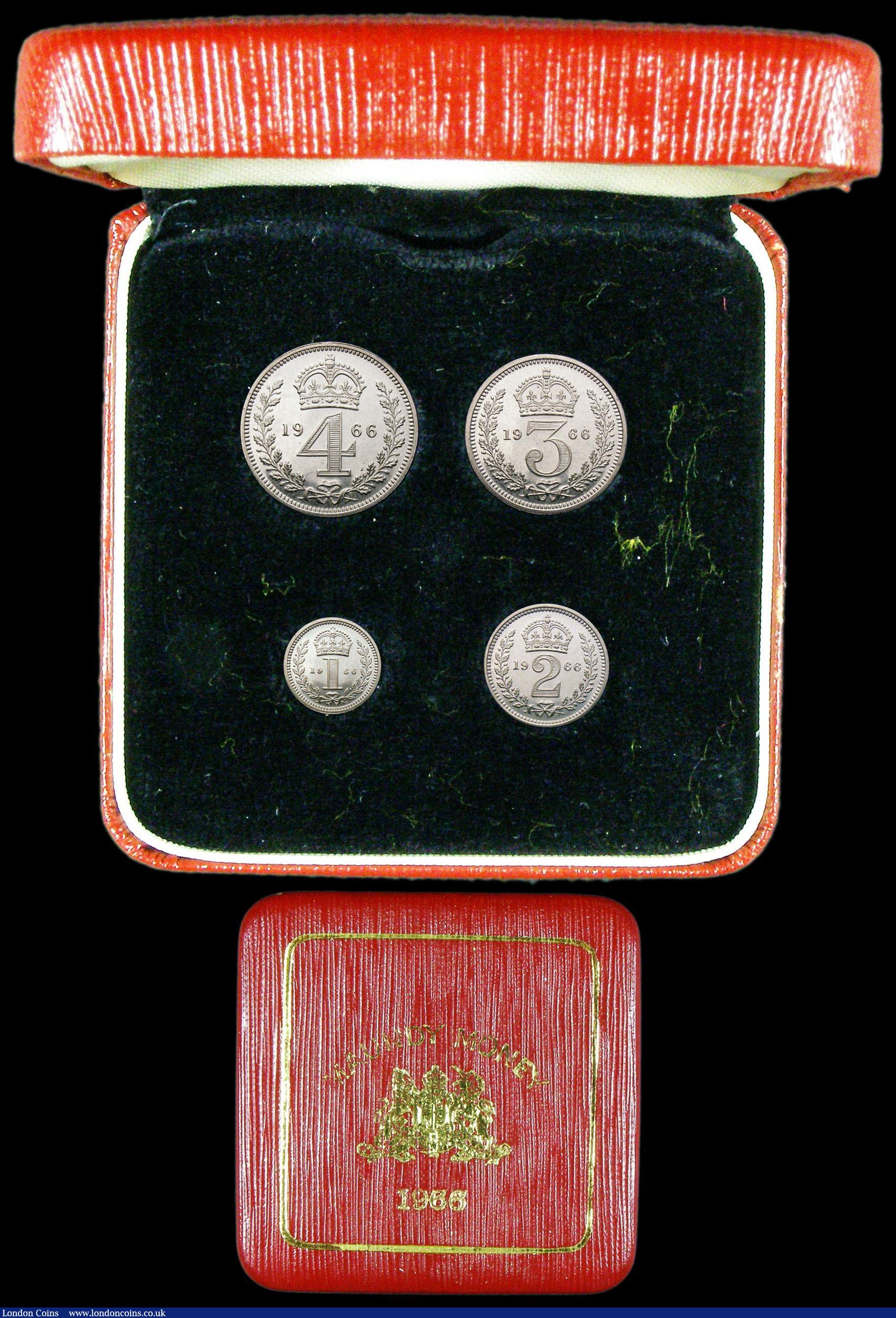 London Coins : A159 : Lot 936 : Maundy Set 1966 ESC 2583 UNC and lustrous with light toning, in a dated red square Maundy Money case