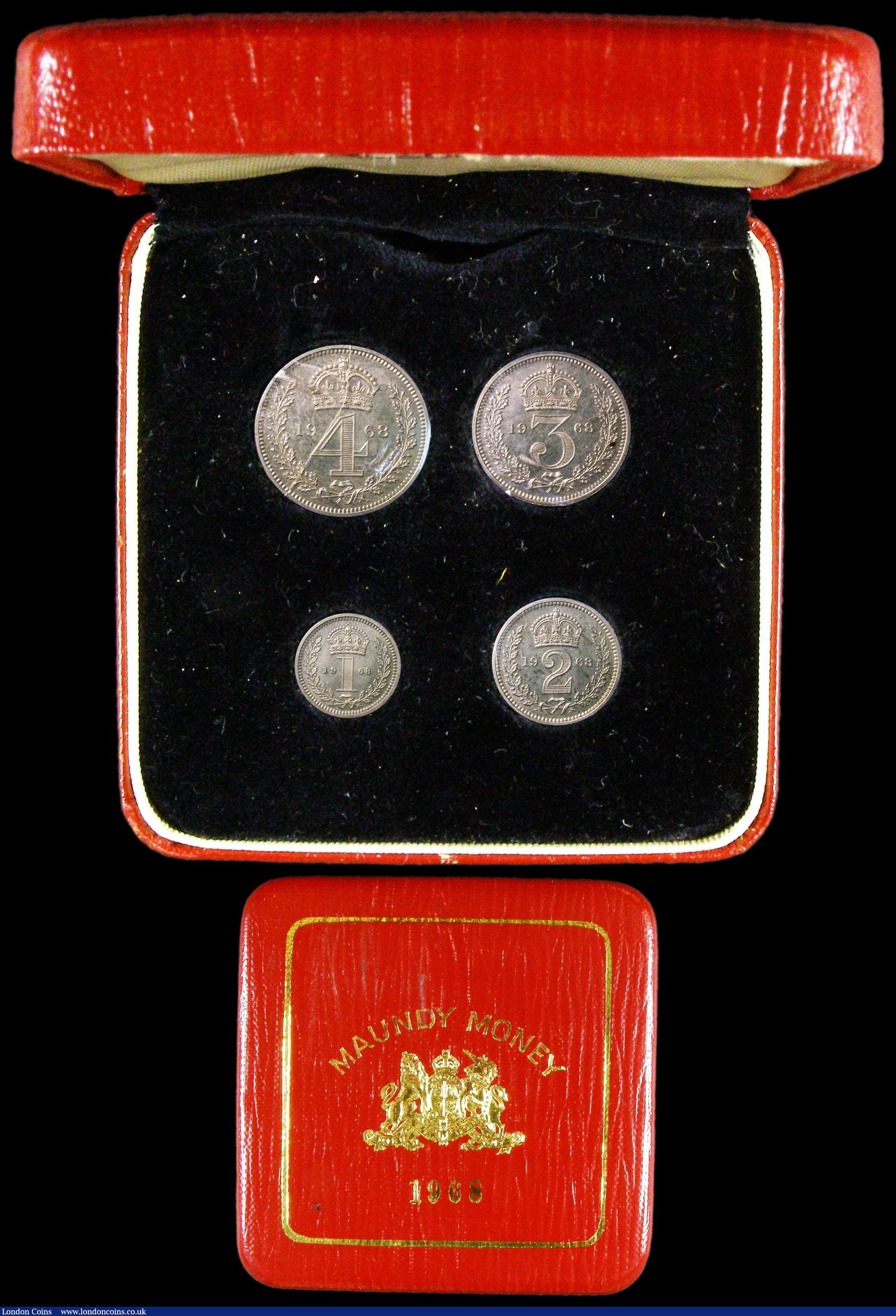 London Coins : A159 : Lot 938 : Maundy Set 1968 ESC 2585 UNC and lustrous, lightly toning, in a dated red square Maundy Money case