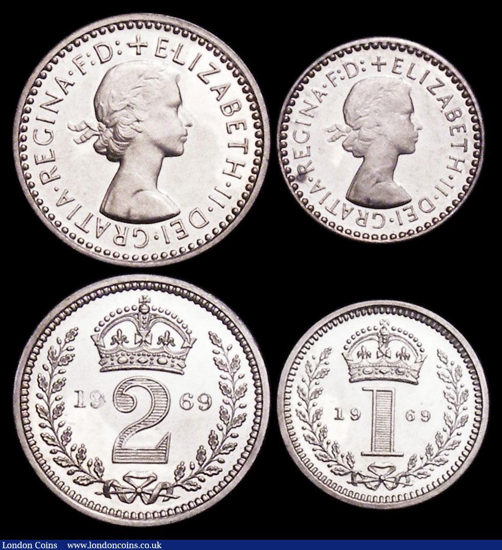 London Coins : A159 : Lot 939 : Maundy Set 1969 ESC 2586 UNC and lustrous, the Penny with a small tone spot on the obverse