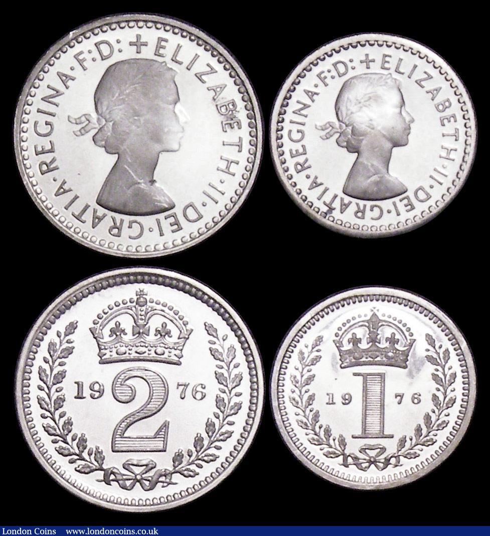 London Coins : A159 : Lot 945 : Maundy Set 1976 ESC 2593 UNC and lustrous, the Twopence and Penny with very small tone spots