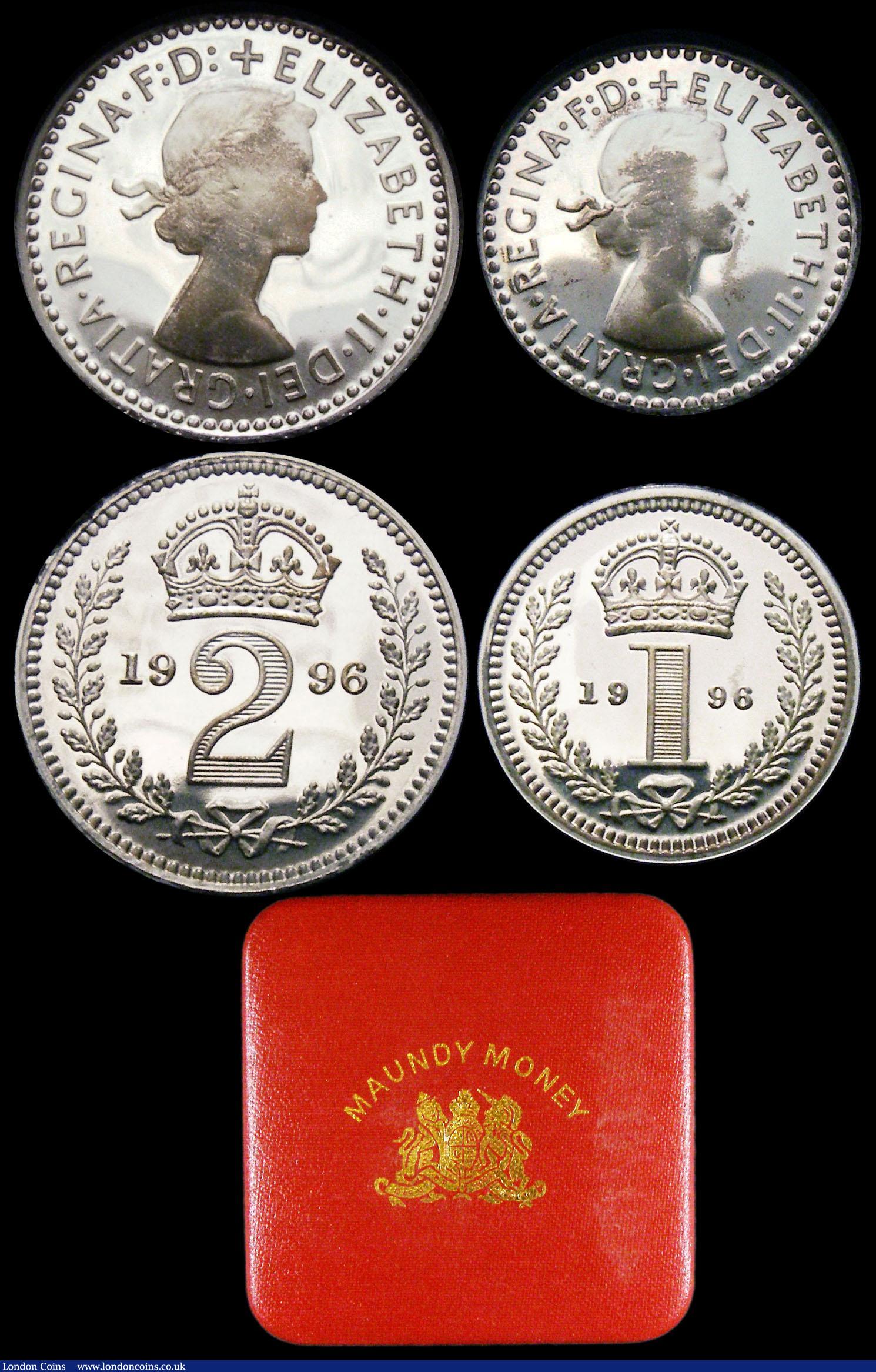 London Coins : A159 : Lot 973 : Maundy Set 1996 S.4211 nFDC and lustrous with light toning, in the red Maundy Money box of issue 