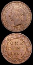 London Coins : A159 : Lot 3034 : Canada (2) 5 Cents 1922 KM#29 Lustrous UNC, One Cent 1890H KM#7 A/UNC and lustrous with a very small...