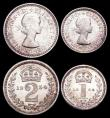 London Coins : A159 : Lot 924 : Maundy Set 1954 ESC 2571 A/UNC to UNC and lustrous, the Fourpence with a small tone spot on the rim