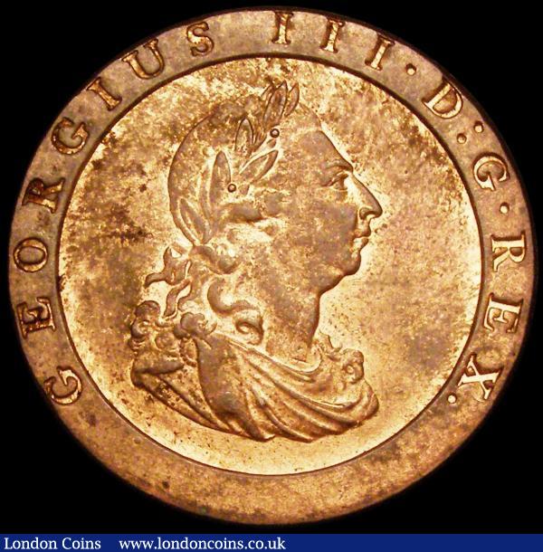 Penny 1797 10 Leaves Peck 1132 UNC with around 60% lustre and some tone spots, very rare with this much lustre and in this grade : English Coins : Auction 160 : Lot 2383