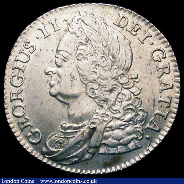 Shilling 1743 Roses ESC 1203, Bull 1720 NEF with some light haymarking, in an LCGS holder and graded LCGS 55 : English Coins : Auction 160 : Lot 2473