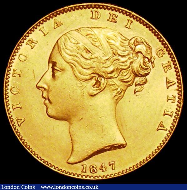 Sovereign 1847 Marsh 30 EF/GEF with two very small scuffs and a gentle edge bruise : English Coins : Auction 160 : Lot 2561