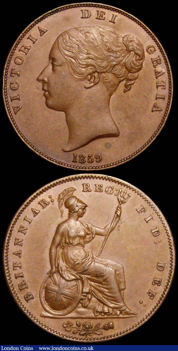 Pennies (2) 1841 REG No Colon Peck 1484 GVF, 1859 Large Date Peck 1519 NEF with some small carbon marks  : English Coins : Auction 160 : Lot 2978