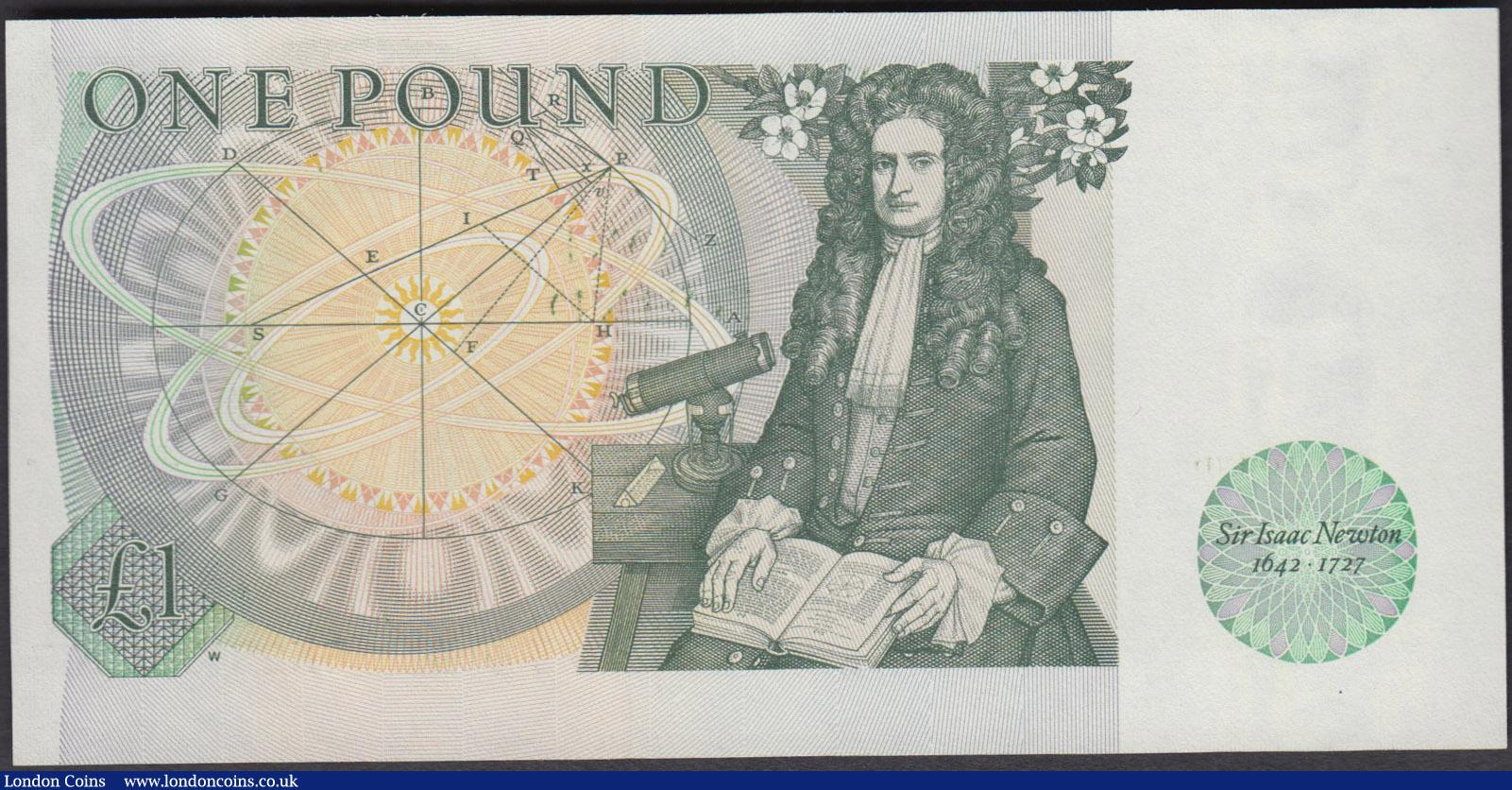 London Coins : A160 : Lot 159 : ERROR 1 Pound Somerset B341 issued 1981 series BN23 860307, design misplaced horizontally and vertic...