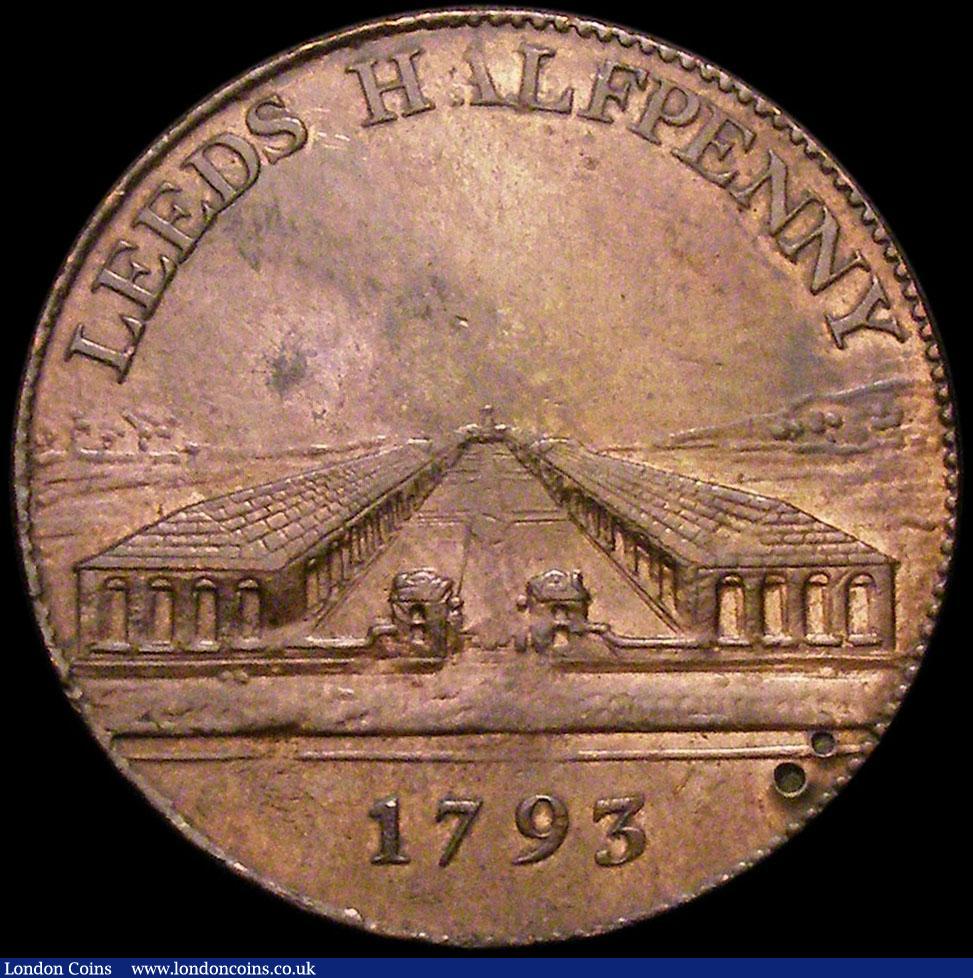 London Coins : A160 : Lot 1618 : 18th Century Halfpenny Yorkshire - Leeds 1793 Bishop Blaze/Leeds Cloth Hall DH41 EF with a couple of...