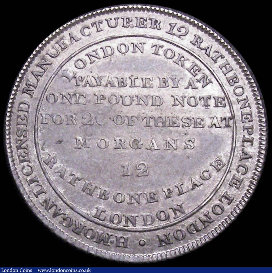 London Coins : A160 : Lot 1637 : 19th Century Shilling Middlesex undated Obverse: LONDON TOKEN PAYABLE BY A ONE POUND NOTE FOR 20 OF ...