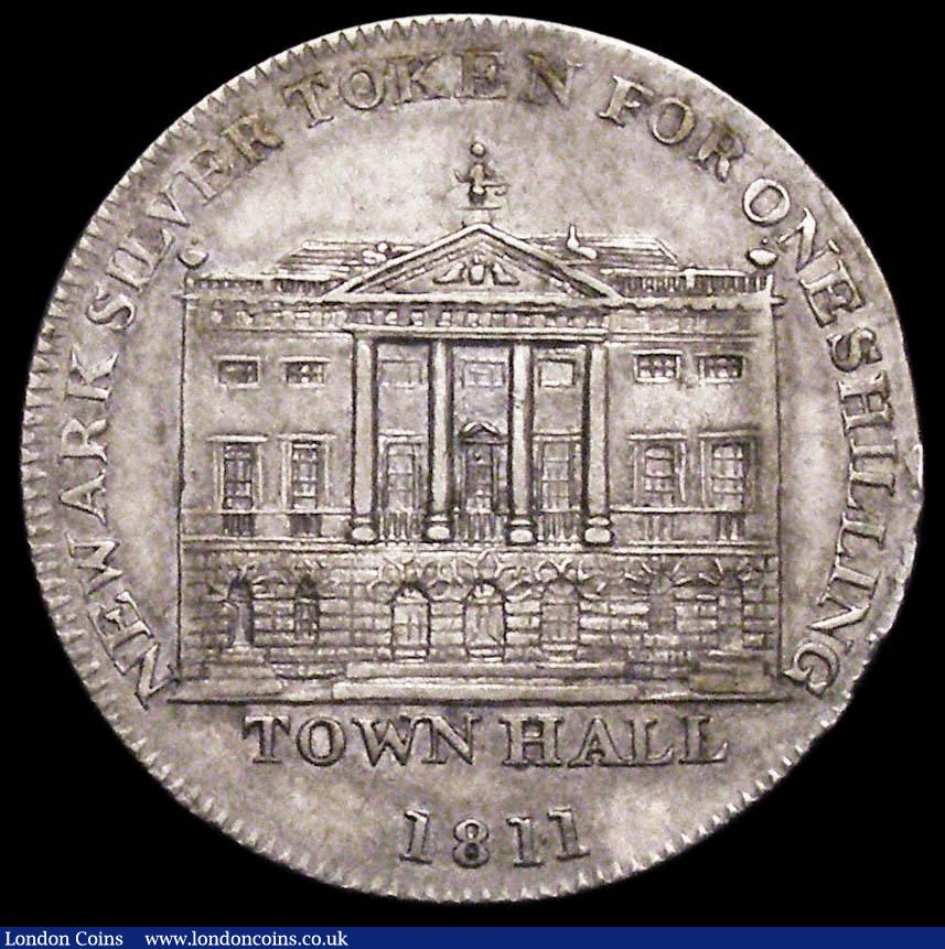 London Coins : A160 : Lot 1644 : 19th Century Shilling Nottinghamshire - Newark 1811 Town Hall Davis 5 VF/NVF with some fleck of toni...