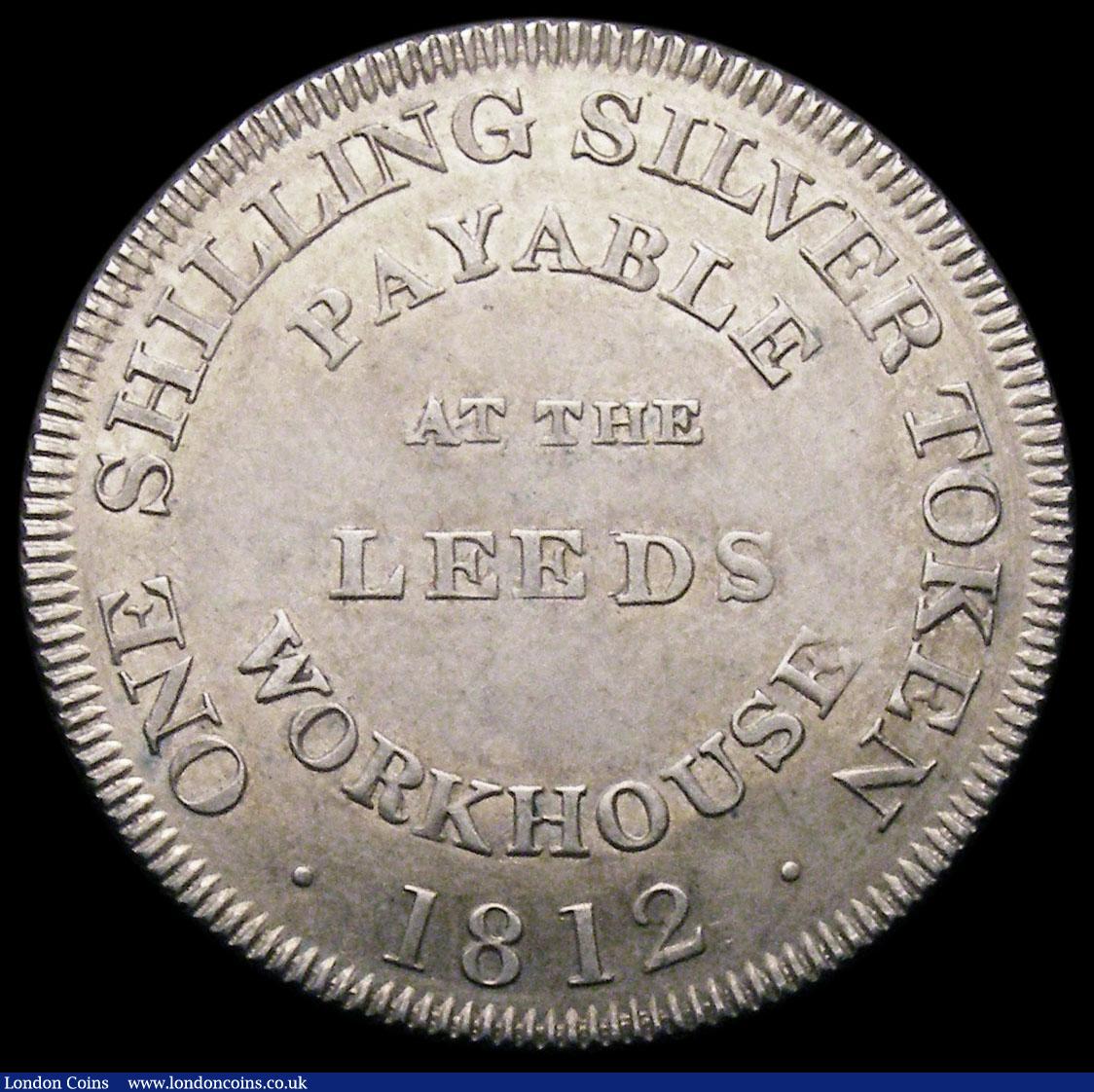 London Coins : A160 : Lot 1653 : 19th Century Shilling Yorkshire - Leeds 1812 Obverse: Coat of Arms with crowned owls as supporters, ...