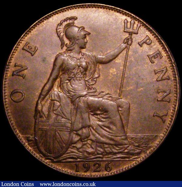 Penny 1926 Modified Effigy dies 4+B GEF/EF with traces of lustre, Very Rare in this high grade : English Coins : Auction 160 : Lot 2450