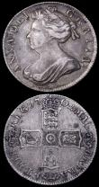 London Coins : A160 : Lot 2514 : Shillings (2) 1702 First Bust ESC 1128 Fine/Good Fine the reverse with a tone spot, 1708 E* ESC 1145...