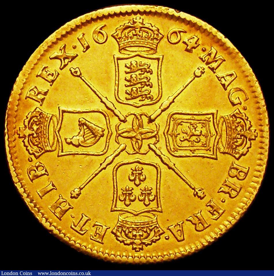 London Coins : A160 : Lot 2711 : Two Guineas 1664 Elephant below bust S.3334 VF/EF with a lovely colour