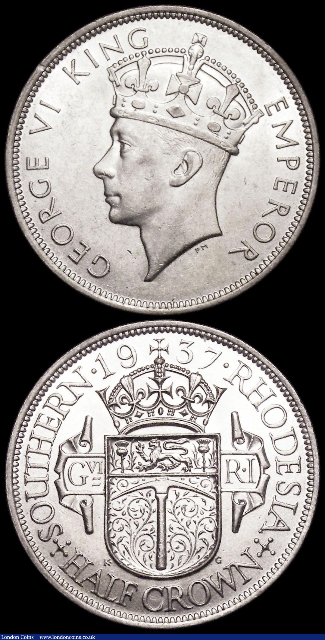 London Coins : A160 : Lot 3448 : Southern Rhodesia (2) Halfcrown 1937 KM#15 EF with some contact marks, Two Shillings 1942 KM#12 AU/U...