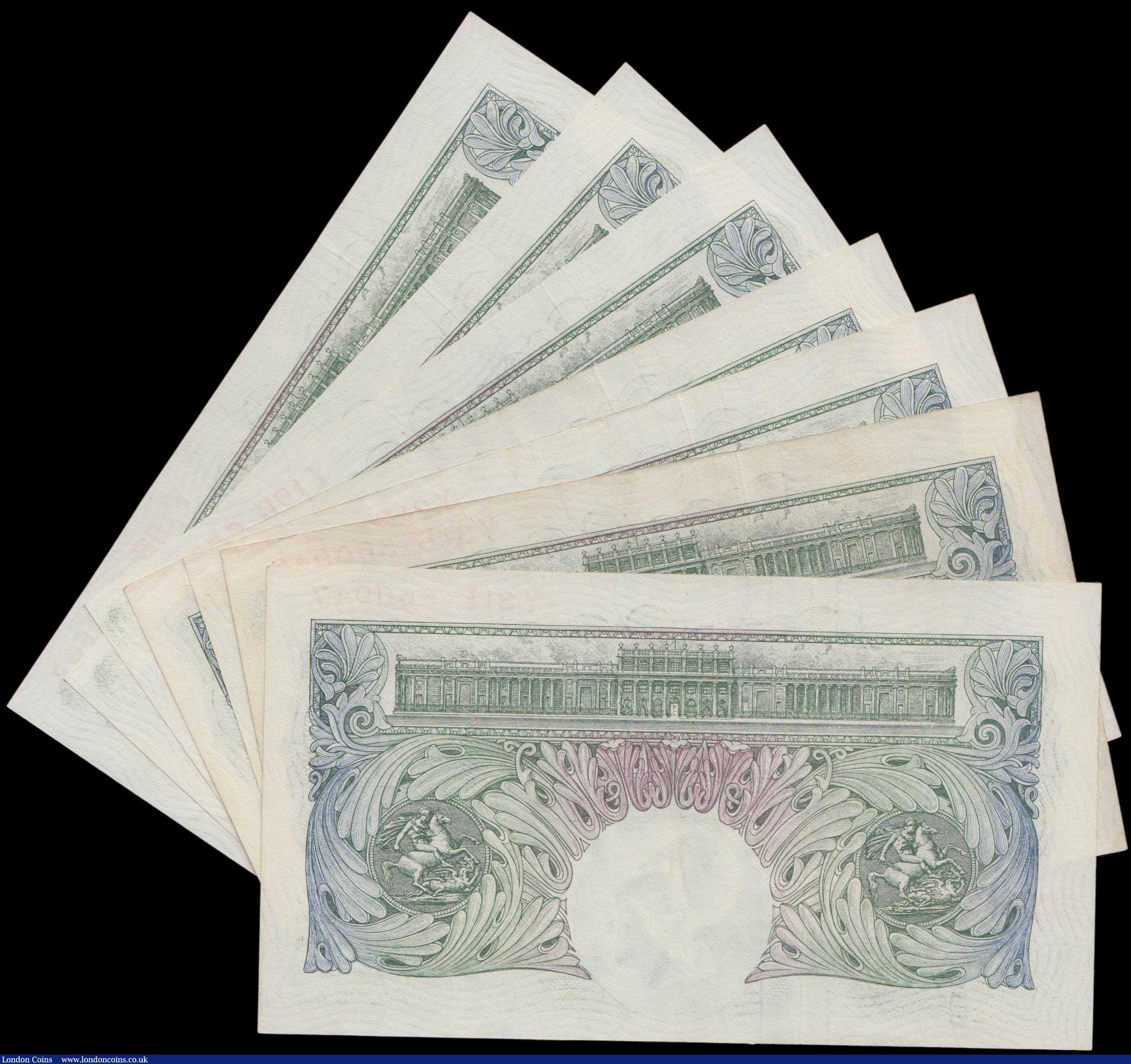 London Coins : A160 : Lot 72 : One Pound Beale (7) B268 issued 1950, two consecutively numbered runs, series Y16B 653161 - Y16B 653...